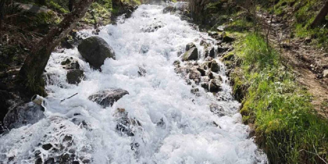 Kar suları eriyince coştu! Beyazsu Şelalesi göz kamaştırdı 5